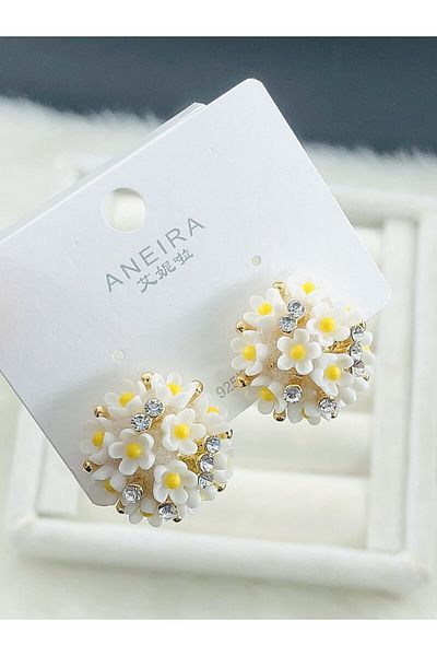 DS DİAMONDSHOP Re-Season Earrings Flower Watermark New Season Bykp- 202505706