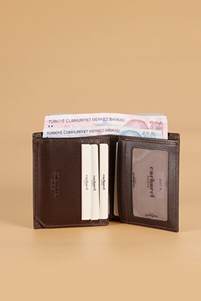 Cacharel 2017 Hakiki Deri Dik Erkek Cüzdan Kartlık Analin Kahverengi