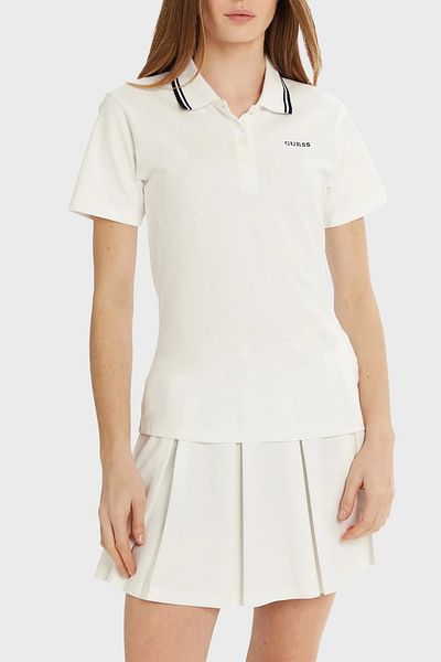 Guess Tricou alb AMARYLLIS REGULAR POLO pentru femei V5GP06KCOK1-G011