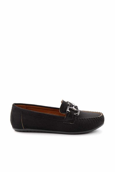 Bambi Czarne zamszowe buty damskie typu loafer01778166502