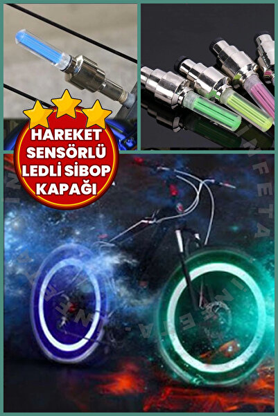 İnfeta Bisiklet Motorsiklet Araba Hareket Sensörlü Işıklı Sibop Kapağı- 2 ADET Tekerlek Işığı Led Lamba