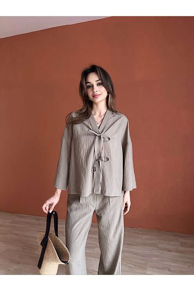 chwain Summer Modal Fabric Binding with Tool with Detailed Shirt and Pantalon Suit