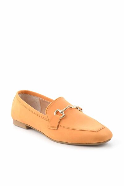 Bambi Turuncu Süet Kadın Loafer Ayakkabı K01671301602