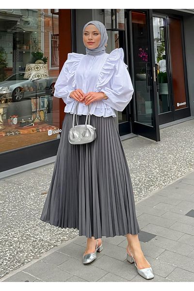 FLEX FASHION Fusta de damă cu talie elastică simplă plisată lungime midi