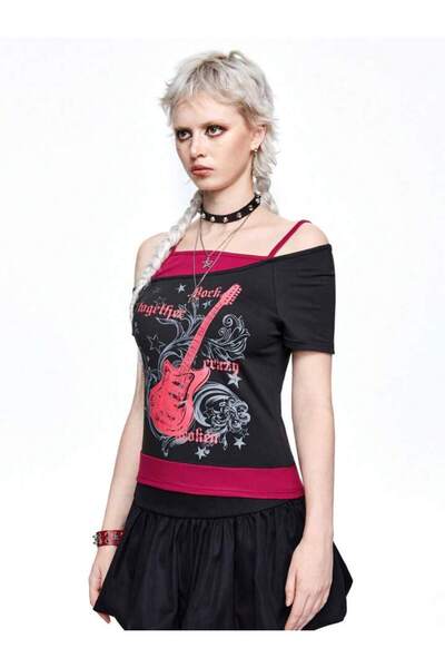 Pop Giyim Madonna Collar Oldskull Rock Together Strappy Blouse