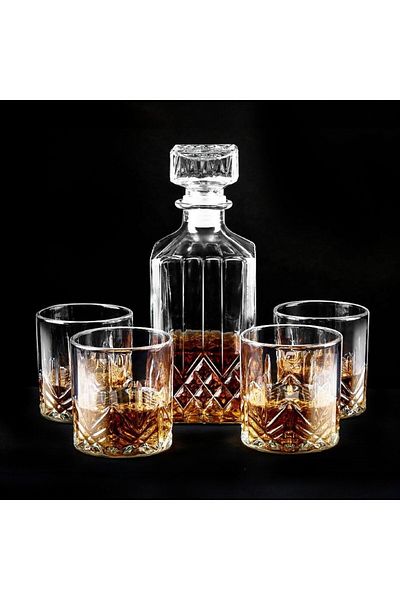 Alpina Set whisky cu decantor set de 4 bucati sticla taiata
