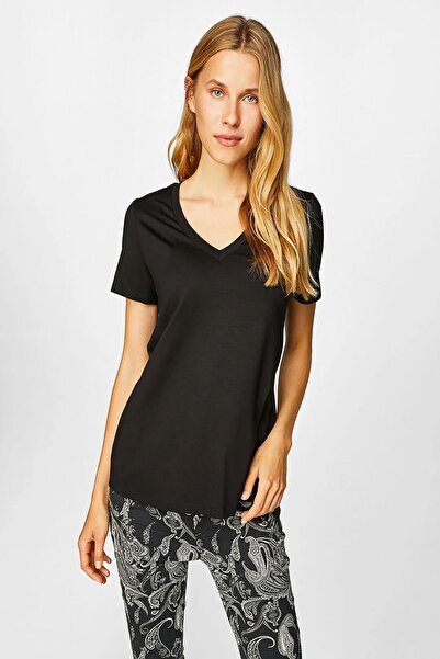 Faik Sönmez Мінімалістична жіноча футболка з V-подібним вирізом та короткими рукавами