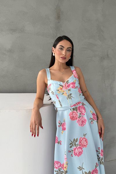 Seda Yalçın Atelier Blue Floral Strap Vintage Dress