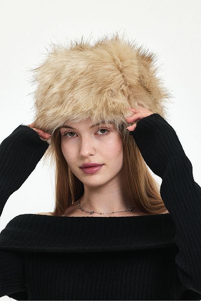 Fluffy Turkey Russian Style Fluffy Heart Women's Winter Fur Hat - 58-60 cm