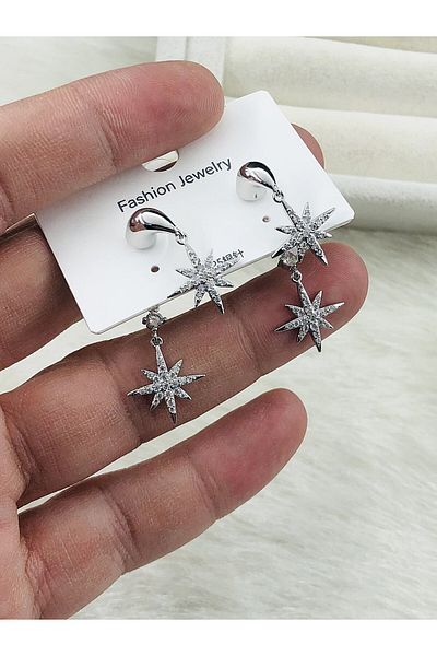 DS DİAMONDSHOP Zircon Stone Dangle Polar Star Earrings - New Season