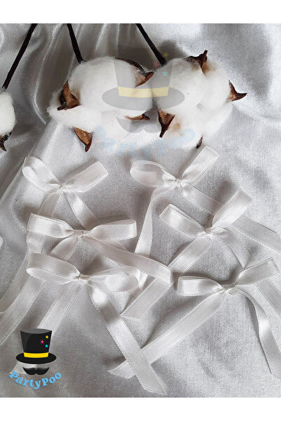 PartyPoo Λευκή Σατέν Κορδέλα Φιόγκος 20 Τεμάχια Μεσαίου Μήκους