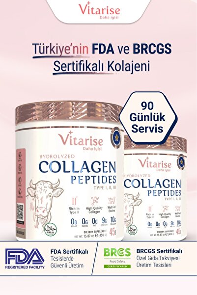 VİTARİSE 2'Li Avantaj Paketi İçimi Kolay Tatsız Ve Kokusuz Hidrolize Kolajen (TİP 1-2-3) Toz Gıda Takviyesi