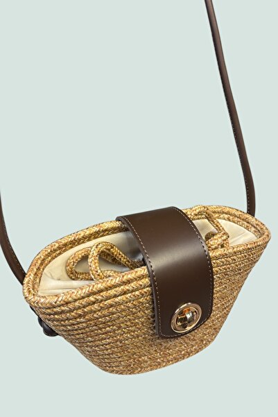 MaVaux Μίνι τσάντα χιαστί Aria Wicker Look με εσωτερική επένδυση και λεπτομέρεια λαβής