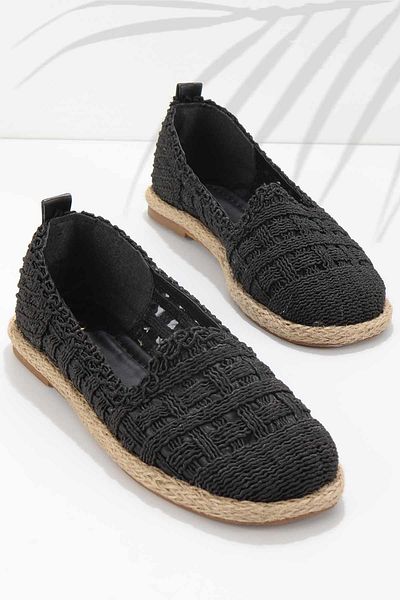 Bambi Black Knitted Women's Espadrille K01874052316