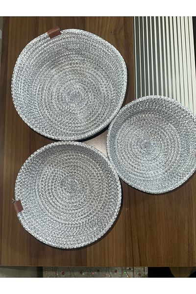 MADAM 3-Piece Wicker Basket Handmade - Bathroom Organizer, Multi-Purpose, Classic