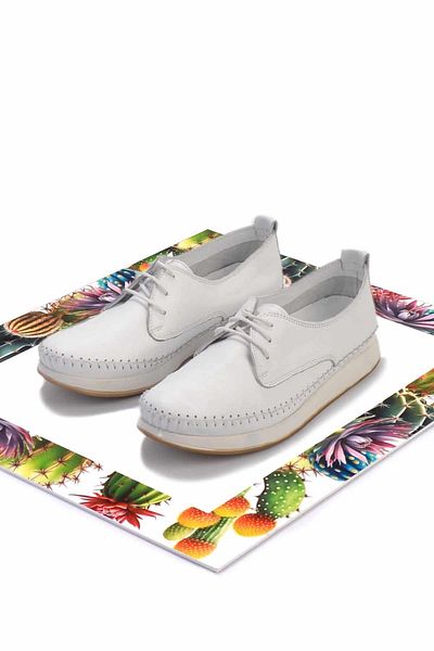 Bambi Pantofi casual de damă din piele albă K01908111103