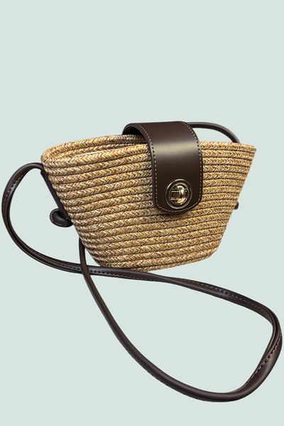 MaVaux Μίνι τσάντα χιαστί Aria Wicker Look με εσωτερική επένδυση και λεπτομέρεια λαβής