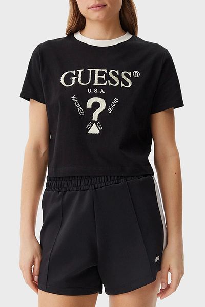 Guess Filanta Crop Tee Women's Black T-Shirt V5Gi18I3Z14-Jblk