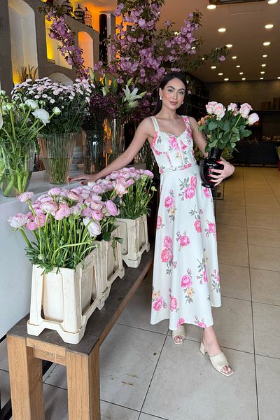 Seda Yalçın Atelier Yellow Floral Strap Vintage Dress