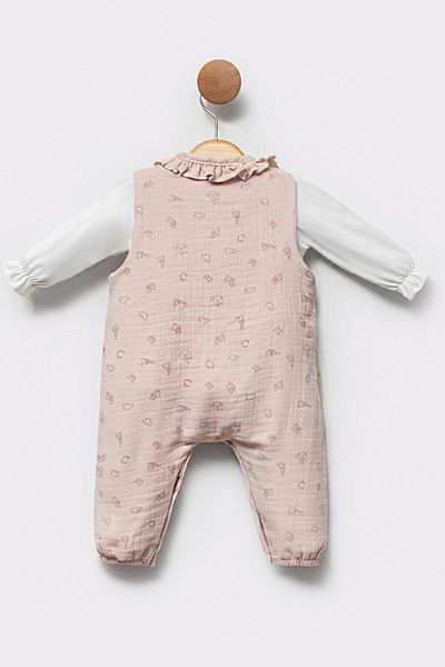 Cassiope Muslin Fabric Patterned Long Sleeve Soft Cotton Spring Baby Girl Jumpsuit