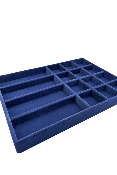 MeGass Dekor Domestic Production Paris Model Suede Fabric Navy Blue Color Jewelry Display Drawer