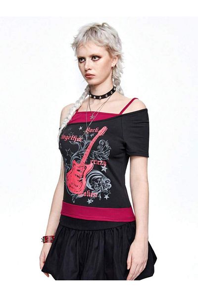 Köstebek Oldskull Rock Together Strap Blouse