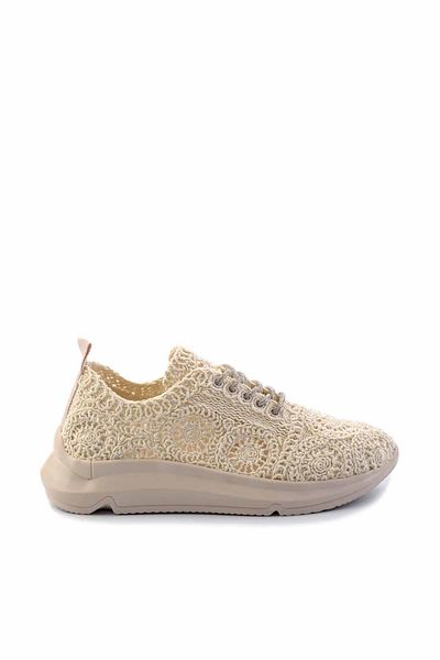 Bambi Beige gestrickte Damen Freizeitschuhe K 01792015316