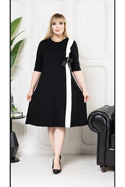 Te&Te فستان نسائي مقاس كبير مع تفاصيل شريطية في الأمام