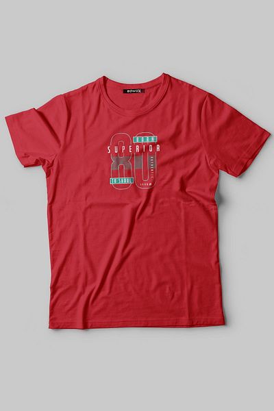 Edwox Men's Printed Half Oversize Red T-Shirt