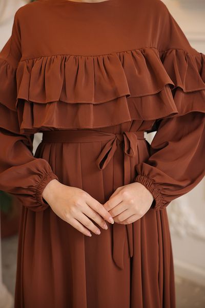 Nissra Ankanoor Taba Casual φόρεμα με διπλό βολάν Anka255068