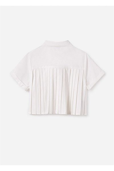 MAYORAL Girl's White Shirt with Fur Sleeves