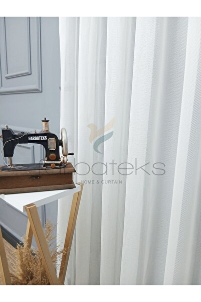 farbateks Exculusive Narcissus Iron-Free, Wrinkle-Free Plain 3 Layer Pleated Tulle Curtain