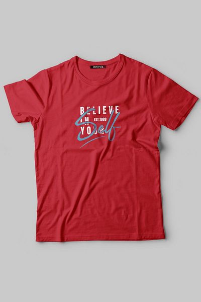 Edwox Men's Printed Half Oversize Red T-Shirt Edw285