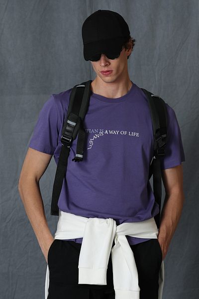 Lufian Stewart Modern Graphic T-shirt Purple