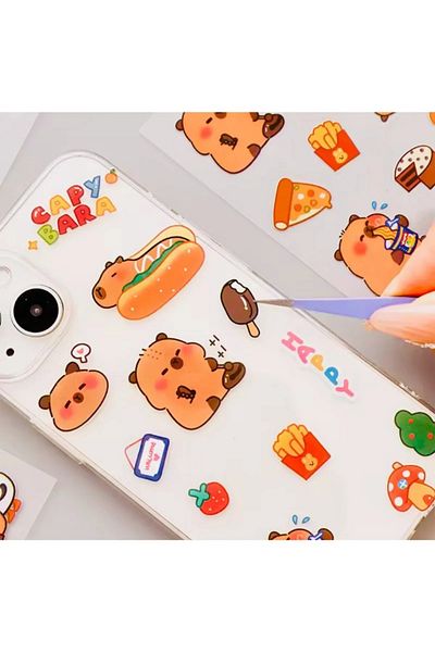 ÖZ KIRTASİYE Capybara Waterproof Transparent Sticker Set 60 Pieces