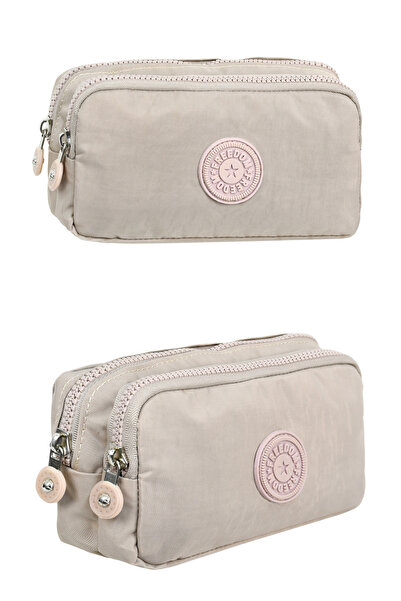 Çantaland Krinkıl Kumaş Çift Bölmeli Gözlü Kalemlik Kalem Kutusu