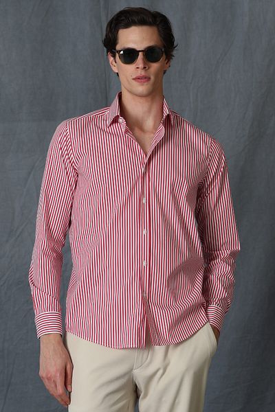 Lufian Made Men's Smart Shirt Slim Fit Red