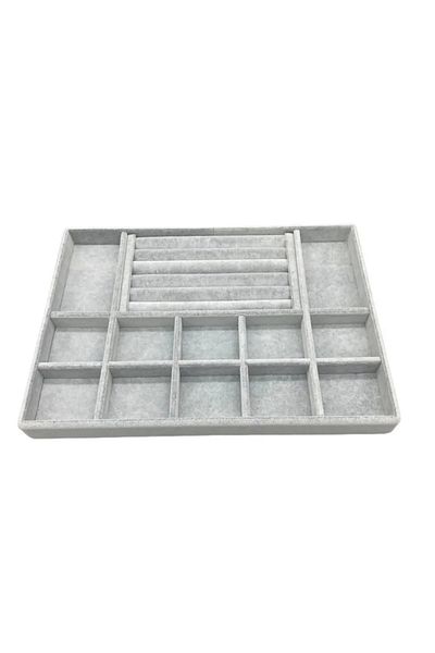 MeGass Dekor Domestic Production Istanbul Model Suede Fabric Gray Color Drawer Jewelry Organizer Stand