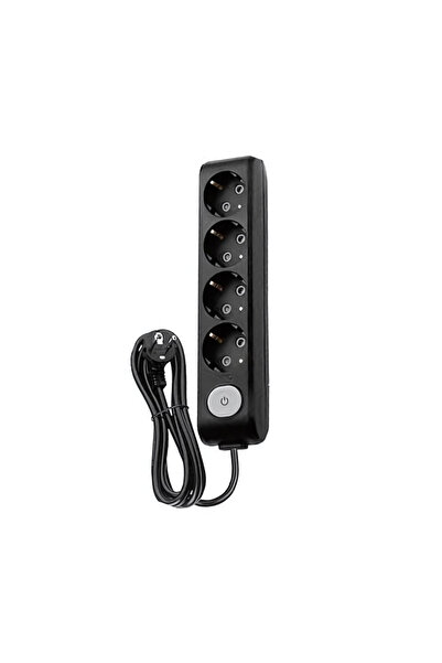 VİKO Dörtlü Çoklu Priz, Anahtarlı, Uzatma Kablosu, 4lü, 2m, Siyah