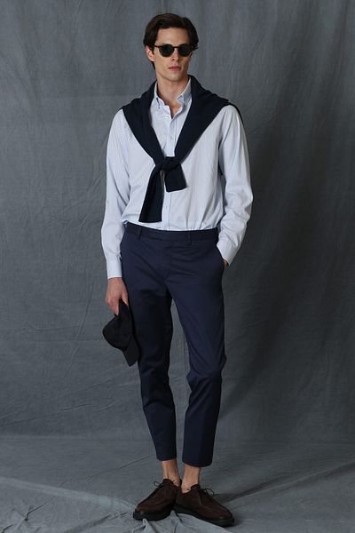 Lufian Alvi Smart Men's Chino Trousers Slim Fit Navy Blue