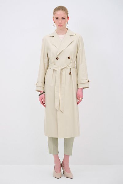 adL Long Trench Coat with Belt Detail