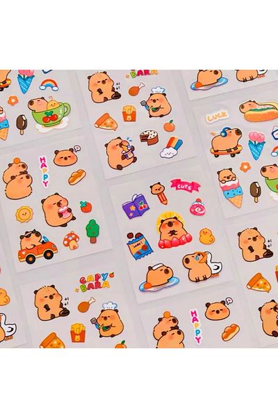 ÖZ KIRTASİYE Capybara Waterproof Transparent Sticker Set 60 Pieces