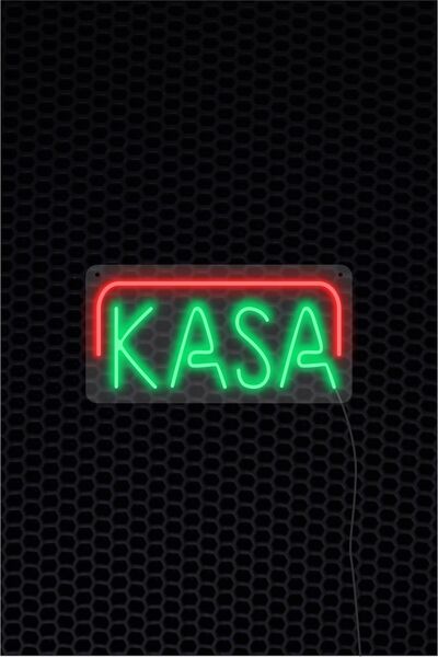 Laputa Tükkan Kasa Yazısı - Neon Led Dekoru Şeffaf Pleksili Adaptörlü