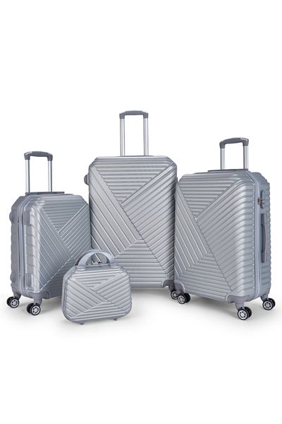 LİMRA Limra 4-piece luggage set with wheels, solid and strong design, silver