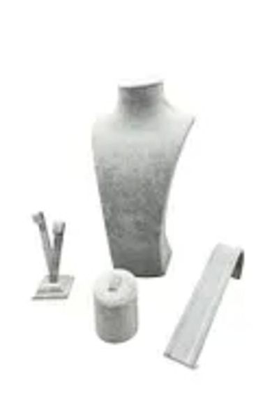 MeGass Dekor Domestic Production Suede Fabric Gray Color Mini Showcase Jewelry Display Manikin