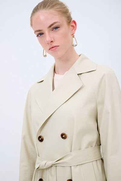 adL Kemer Detaylı Uzun Trençkot