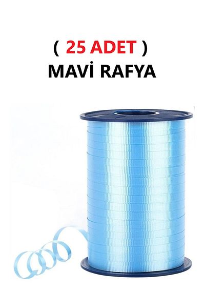 TİFOYS (25 Pieces) 200 Meters Rabant Blue Raffia Ribbon Ribbon