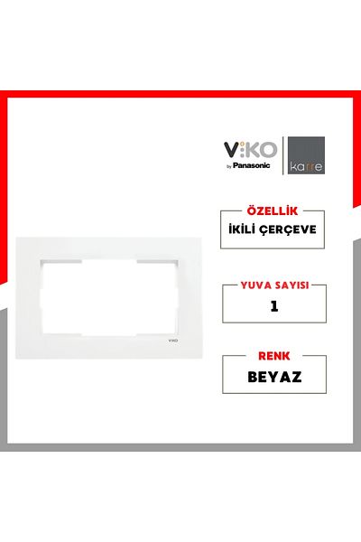 VİKO Karre Double Socket Frame – Horizontal, White, Stylish and Durable Design