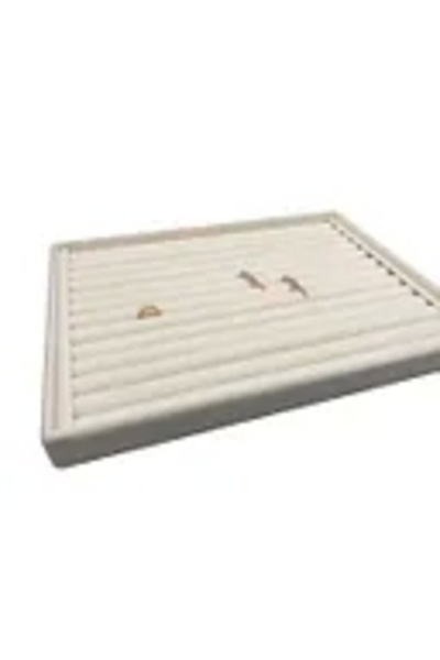 MeGass Dekor Yerli Üretim Büyük Boy Süet Kumaş Krem Renk 34/24 Cm Sosisli Çekmece Içi Yüzük Standı