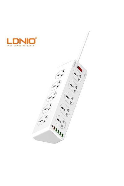 LDNIO 5 Usb Socket 10-way Power Strip With Usb Type-c Port Charging Slot Extension Cable